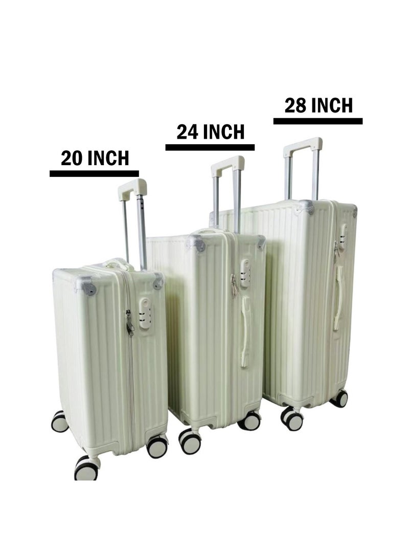 Yuwell 3-Piece Luggage Sets 20/24/28 inch Hard Shell ABS + PC, Expandable Design, Spinner Wheels, Luggage Bag 3 Piece Suitcase Set Multidirectional Wheels Travel Bags Scratch-Resistant Surface Trolley Bag Luggage Beige - Image 2